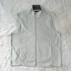 Club Room men’s fleece vest winter white front zip hand pockets Sz XXL